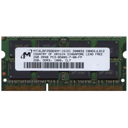 Micron 2GB MT16JSF25664HY-1G1D1 DDR3-1066 SODIMM PC3-8500 NON-ECC