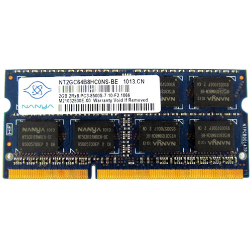 Nanya 2GB NT2GC64B8HC0NS-BE DDR3-1066 SODIMM PC3-8500 NON-ECC