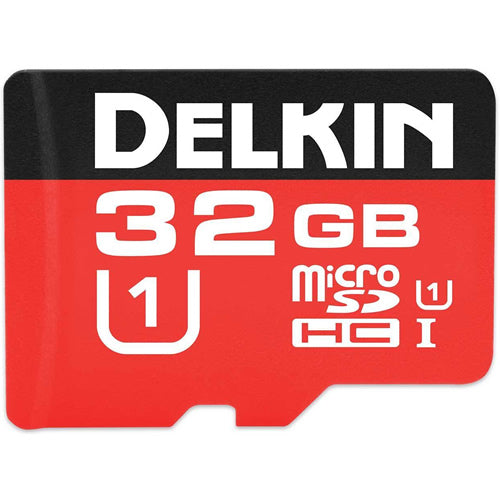 Delkin 32GB S232BPH4Y-UR500-P microSDHC Memory Card C10 U1 UHS-I