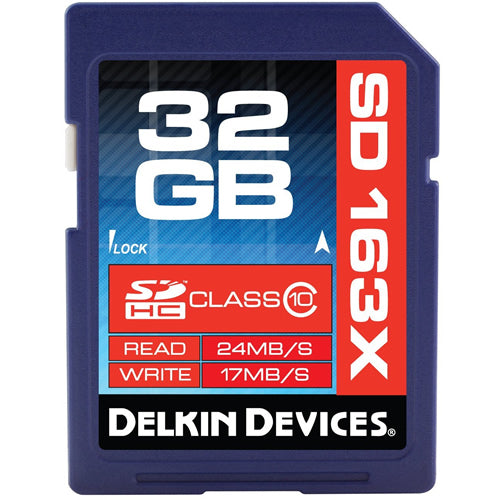 Delkin 32GB DDSD16332G-BT SDHC Memory Card C10