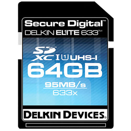 Delkin 64GB BBSDELITE633-64GB SDXC Memory Card C10 U1 UHS-I