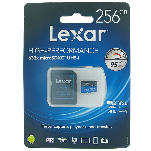 Lexar Professional 256GB LSDMI256BBAP633A microSDXC Memory Card C10 U3 V30 A1 UHS-I