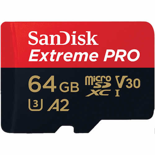 SanDisk Extreme Pro 64GB SDSQXCY-064G microSDXC Memory Card C10 U3 V30 A2 UHS-I