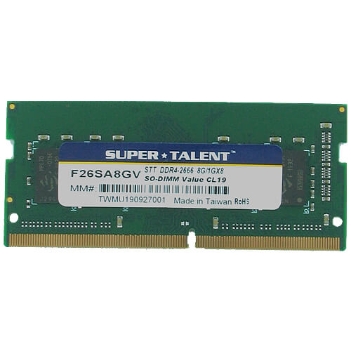 SuperTalent  8GB F26SA8GV DDR4-2666 SODIMM PC4-21300 NON-ECC