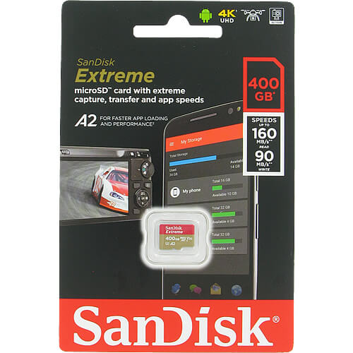 SanDisk Extreme 400GB SDSQXA1-400G-GN6MN microSDXC Memory Card C10 U3 V30 A2 UHS-I