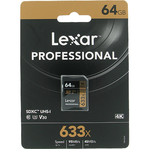 Lexar Professional 64GB LSD64GCB633 SDXC Memory Card C10 U3 V30 UHS-I