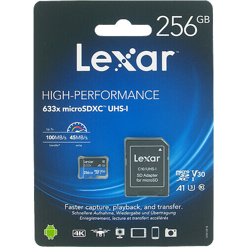 Lexar  256GB LSDMI256BB633A microSDXC Memory Card C10 U3 V30 A1 UHS-I
