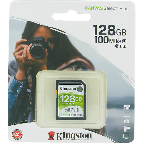 Kingston Canvas Select Plus 128GB SDS2/128GB SDXC Memory Card C10 U3 V30 UHS-I