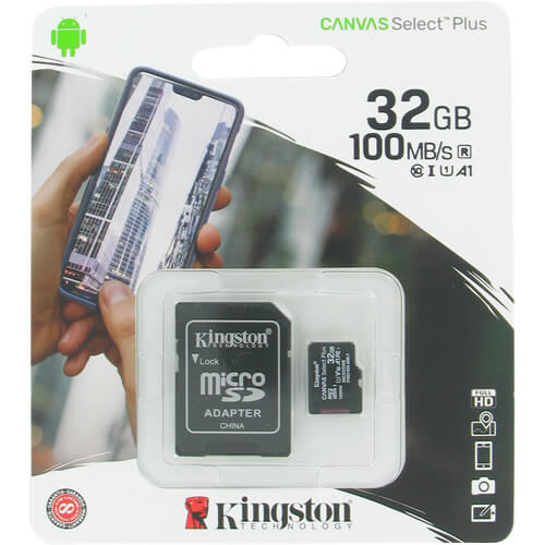 Kingston Canvas Select Plus 32GB SDCS2/32GB microSDHC Memory Card C10 U1 V10 A1 UHS-I