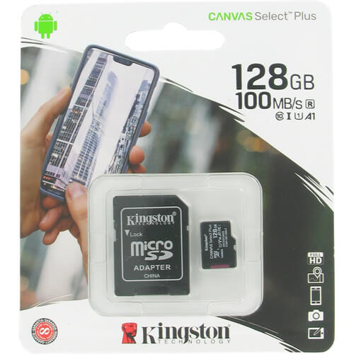 Kingston Canvas Select Plus 128GB SDCS2/128GB microSDXC Memory Card C10 U1 V10 A1 UHS-I