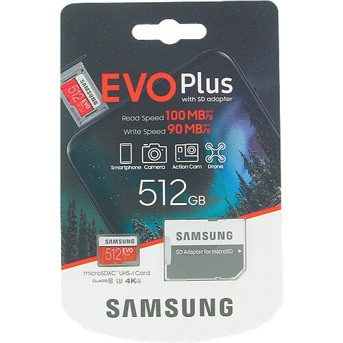 Samsung EVO Plus 512GB MB-MC512HA/EU microSDXC Memory Card C10 U3 UHS-I