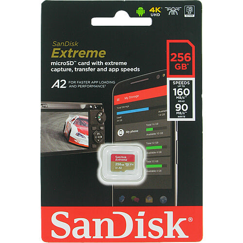 SanDisk Extreme 256GB SDSQXA1-256G-GN6MN microSDXC Memory Card C10 U3 V30 A2 UHS-I