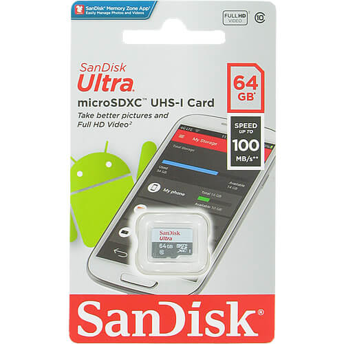 SanDisk Ultra 64GB SDSQUNR-064G-GN3MN microSDXC Memory Card C10 UHS-I