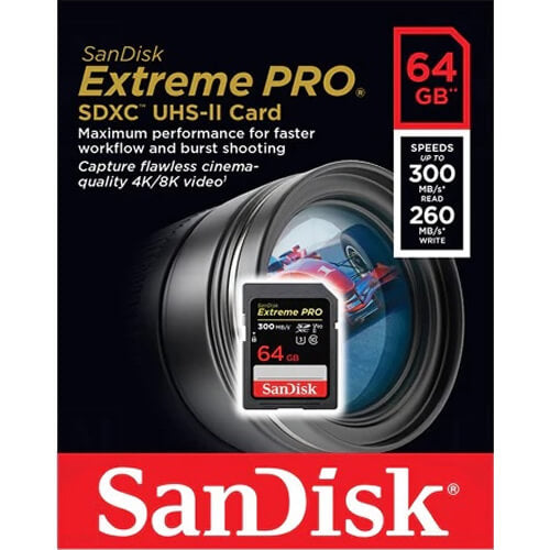 SanDisk Extreme Pro 64GB SDSDXDK-064G-GN4IN SDXC Memory Card C10 U3 V90 UHS-II