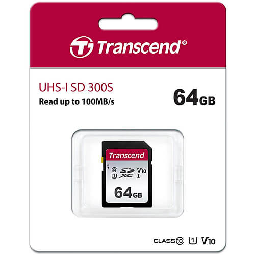 Transcend 300S 64GB TS64GSDC300S SDXC Memory Card C10 U1 V10 UHS-I