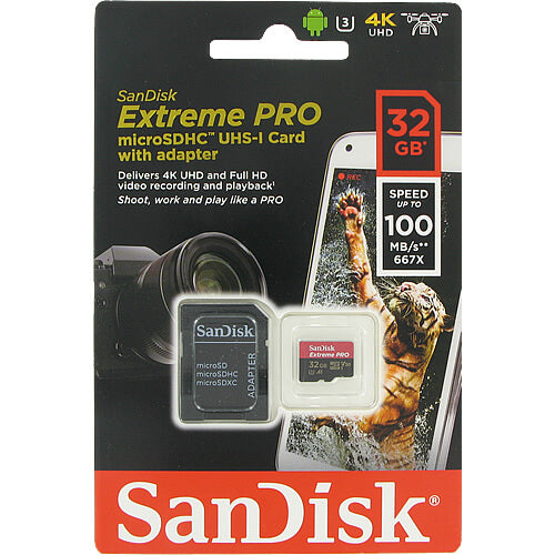 SanDisk Extreme Pro 32GB SDSQXCG-032G-GN6MA microSDHC Memory Card C10 U3 V30 A1 UHS-I