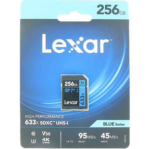 Lexar Blue Series 256GB LSD256CB633 SDXC Memory Card C10 U3 V30 UHS-I