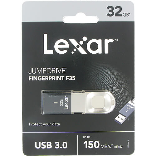 Lexar JumpDrive Fingerprint F35 32GB LJDF35-32GBBK USB 3.0 Flash Drive