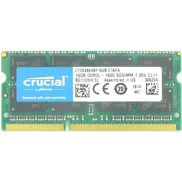 Crucial  16GB CT204864BF160B.C16FA DDR3-1600 SODIMM PC3-12800 NON-ECC
