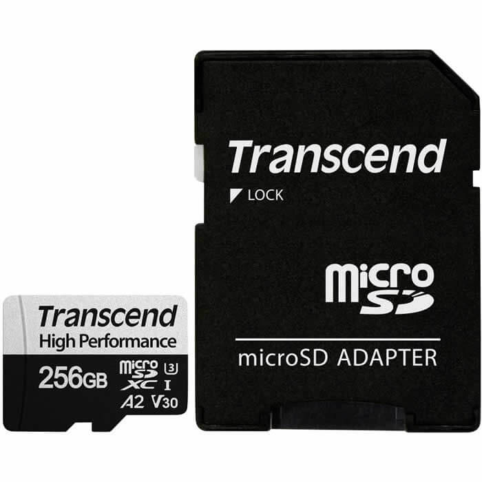 Transcend 330S 256GB TS256GUSD330S microSDXC Memory Card C10 U3 V30 A2 UHS-I