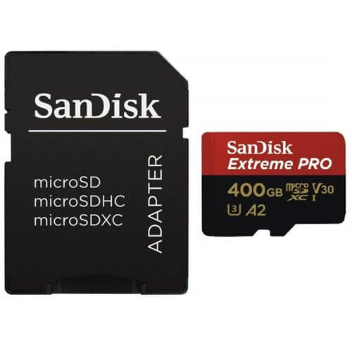 SanDisk Extreme Pro 400GB SDSQXCZ-400G microSDXC Memory Card C10 U3 V30 A2 UHS-I