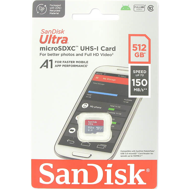 SanDisk Ultra 512GB SDSQUAC-512G-GN6MN microSDXC Memory Card C10 U1 A1 UHS-I