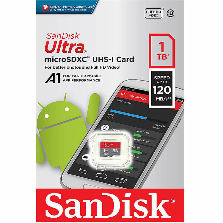 SanDisk Ultra 1TB SDSQUAC-1T00-GN6MN microSDXC Memory Card C10 U1 A1 UHS-I