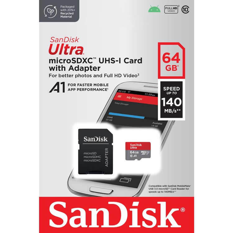 SanDisk Ultra 64GB SDSQUAB-064G-GN6MA microSDXC Memory Card C10 U1 A1 UHS-I