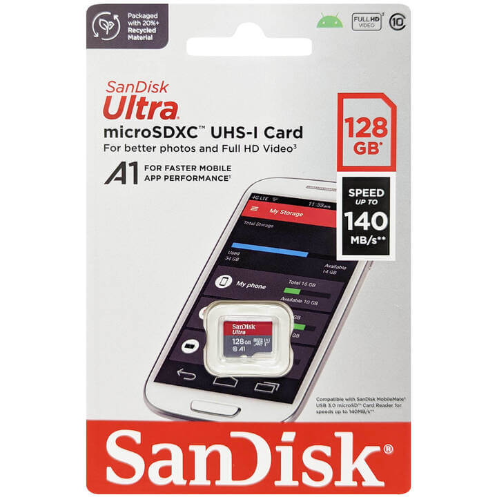 SanDisk Ultra 128GB SDSQUAB-128G-GN6MN microSDXC Memory Card C10 U1 A1 UHS-I