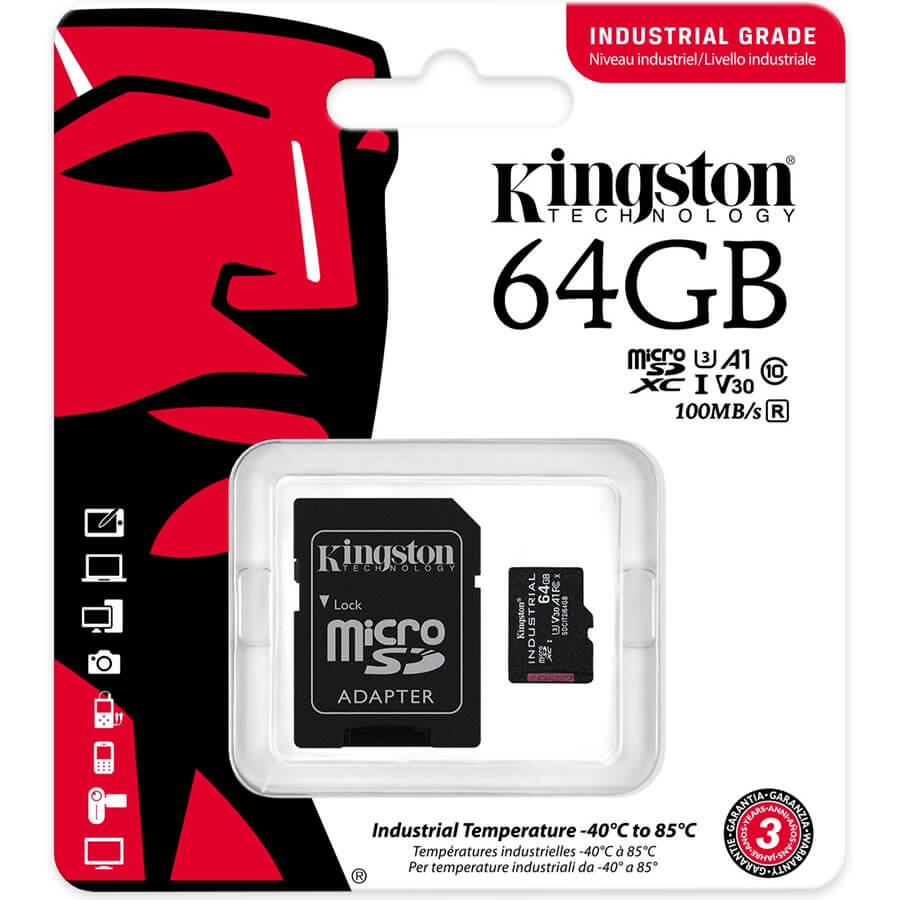 Kingston INDUSTRIAL 64GB SDCIT2/64GB microSDXC Memory Card C10 U3