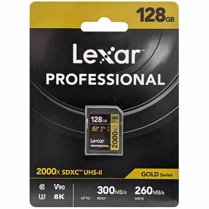 Lexar PROFESSIONAL 128GB LSD2000128G-BNNNG SDXC Memory Card C10 U3 V90 UHS-II