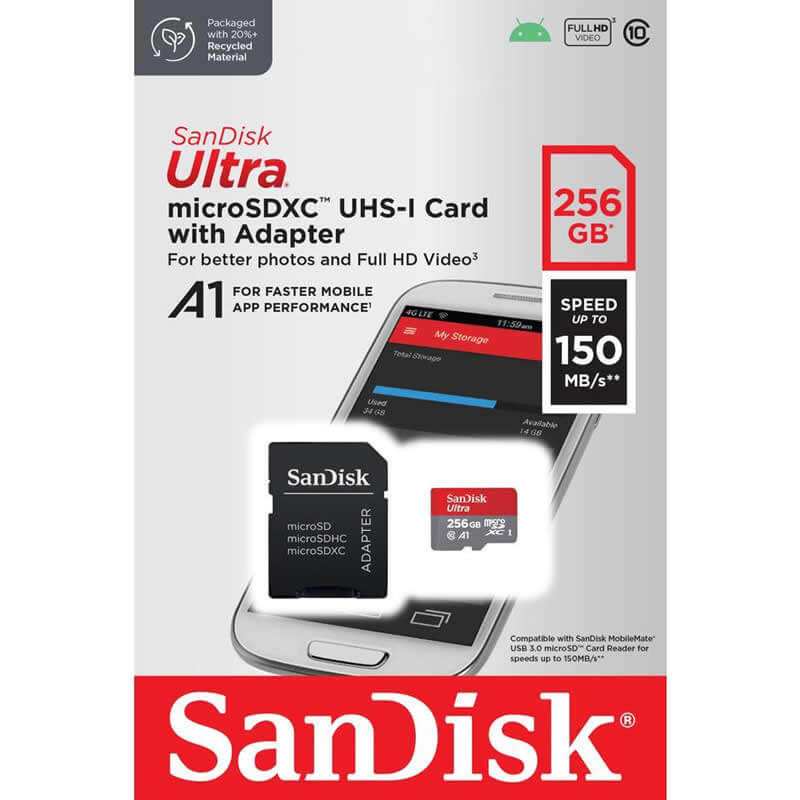 SanDisk Ultra 256GB SDSQUAC-256G-GN6MA microSDXC Memory Card C10
