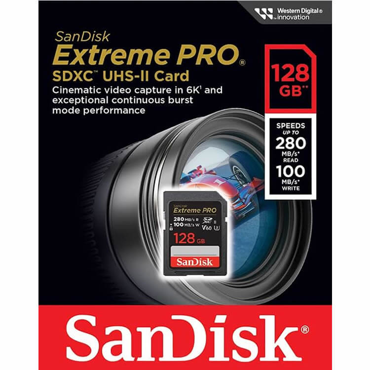 SanDisk Extreme Pro 128GB SDSDXEP-128G-GN4IN SDXC Memory Card C10 U3 V60 UHS-II