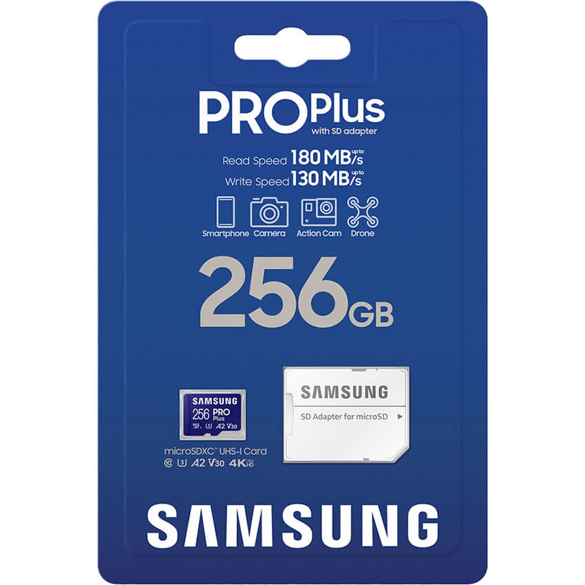 Samsung PRO Plus 256GB MB-MD256SA/EU microSDXC Memory Card C10 U3 V30 A2 UHS-I