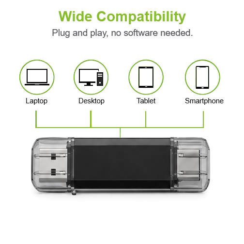 GoRAM Go-Stick Dual Drive 16GB GRU30GS-016G-R USB 3.0 Dual A+C Flash Drive