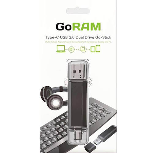 GoRAM GoStick Dual Drive 16GB UDF650-16GB-RT-KO USB 3.0 Dual A+C Flash Drive