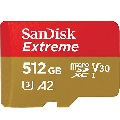 SanDisk Extreme 512GB SDSQXAV-512G microSDXC Memory Card C10 U3 V30 A2 UHS-I