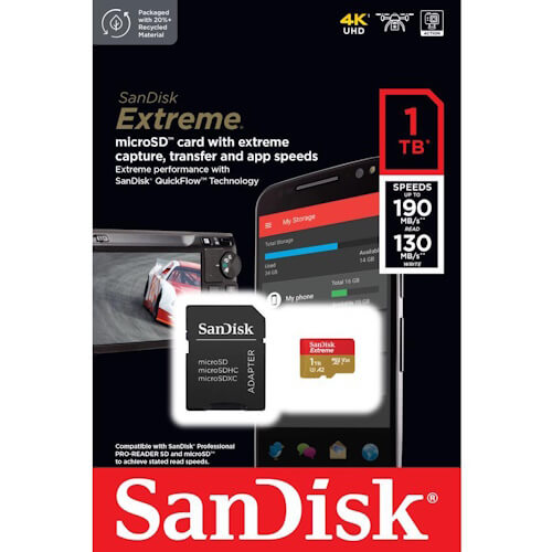 SanDisk Extreme 1TB SDSQXAV-1T00-GN6MA microSDXC Memory Card C10 U3 V30 A2 UHS-I
