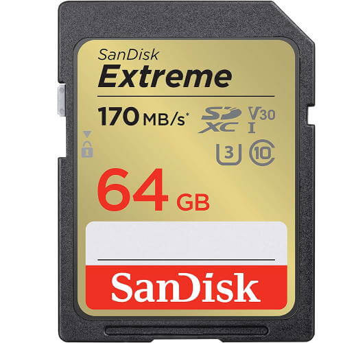 SanDisk Extreme 64GB SDSDXV2-064G SDXC Memory Card C10 U3 V30 UHS-I