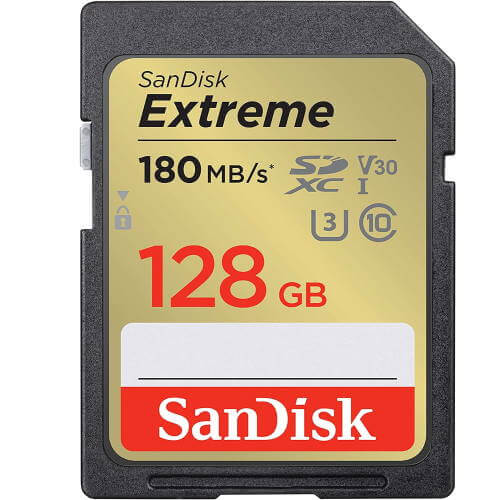 SanDisk Extreme 128GB SDSDXVA-128G SDXC Memory Card C10 U3 V30 UHS-I