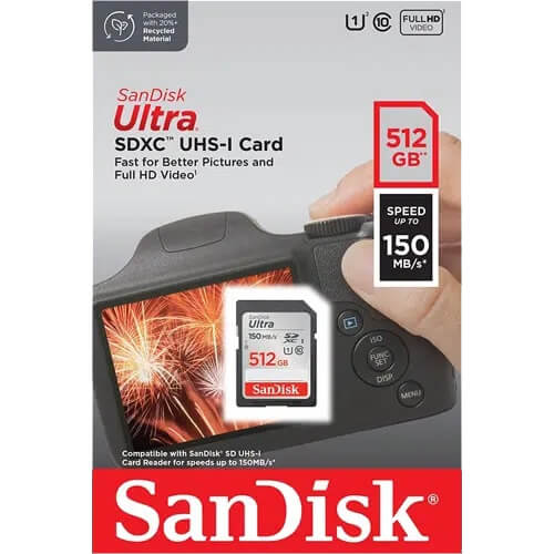 SanDisk Ultra 512GB SDSDUNC-512G SDXC Memory Card C10 U1 UHS-I