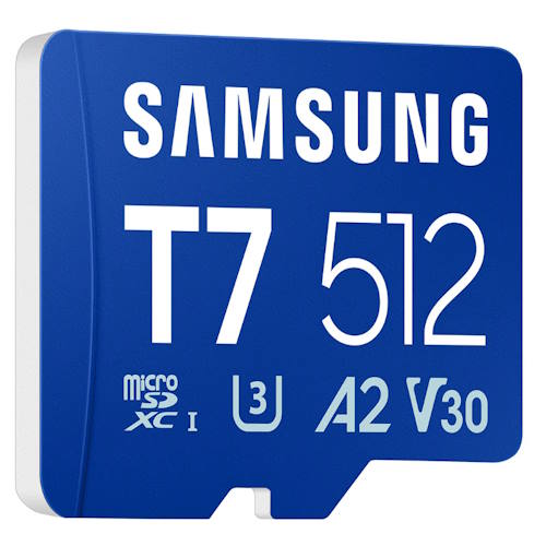 SAMSUNG T7 512GB MB-MB512T/WW microSDXC Memory Card C10 U3 V30 A2 UHS-I