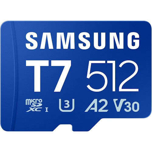 SAMSUNG T7 512GB MB-MB512T/WW microSDXC Memory Card C10 U3 V30 A2 UHS-I